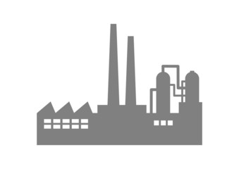 Grey factory icon on white background