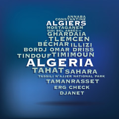 Algeria map made with name of cities