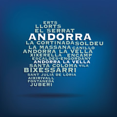 Fototapeta na wymiar Andorra map made with name of cities