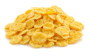 corn flakes on white