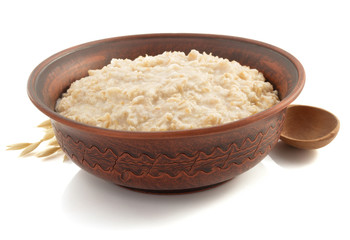 bowl of oatmeal  on white