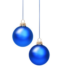 Zwei Blaue Weihnachtskugeln