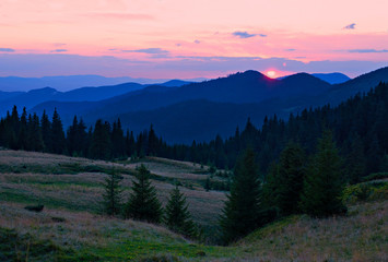 Sunset in the mountains
