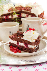 Piece of fresh homemade Black Forest cake