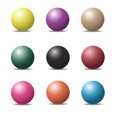 set of colorful ball glossy spheres on white. Vector illustratio