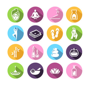 Icons representing wellness, spa, and relaxation.