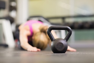 Kettle bell on floor in the gym