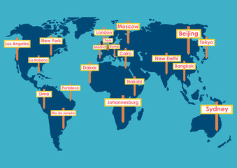 Vector globe with destinations