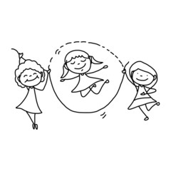 hand drawing happy kids