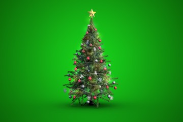 Christmas tree on green background