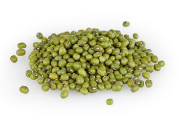 Mung beans isolated on white background with clipping path