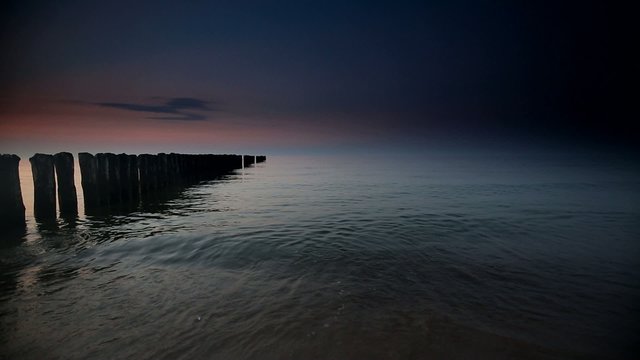 Foggy dusk over Baltic sea