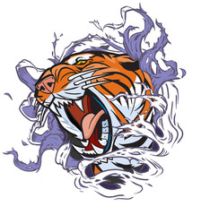 Roaring Tiger Head Ripping out Background