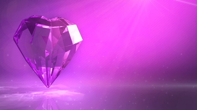 crystal diamond with heart shaped