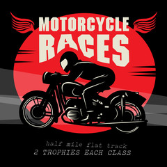 Vintage Motorcycle race poster, vector