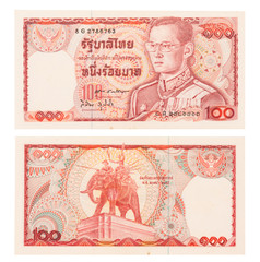 Thailand banknote 100 baht year 1978-1992