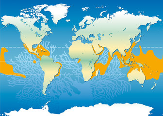 Fototapeta premium Atoll - Carte des zones coraliennes