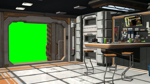 Scifi Spaceship Room - Video Background - Green Screen