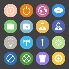 Flat Color style mobile phone icons vector set.