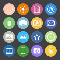 Flat Color style mobile phone icons vector set.