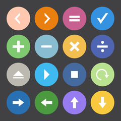 Flat Color style calculator and computer icons vector set.