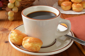 Coffee with cream puffs