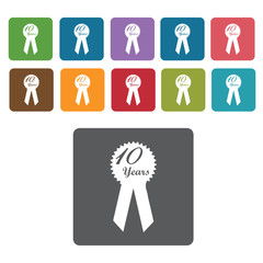 10 years ribbon s set. Rectangle colourful 12 buttons. Vector il