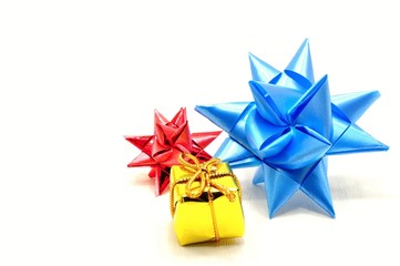 Christmas stars and gold gift