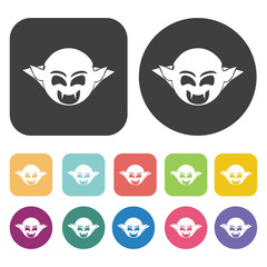 Vampire icons set. Round and rectangle colourful 12 buttons. Vec
