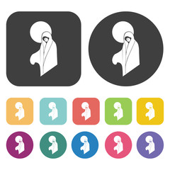 Ghost icons set. Round and rectangle colourful 12 buttons. Vecto