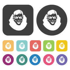 Dracula icons set. Round and rectangle colourful 12 buttons. Vec