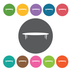 Dining table icons set. Round colourful 12 buttons. Vector illus