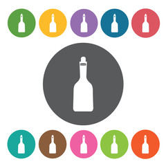 Oil bottle icons set. Round colourful 12 buttons. Vector illustr