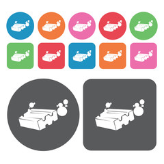 Detergent bar icons set. Round colourful 12 buttons. Vector illu