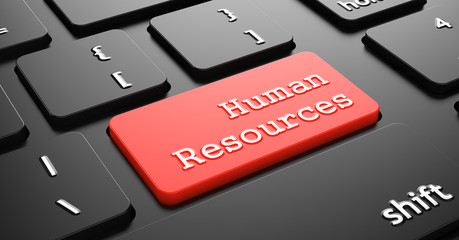 Human Resources on Red Keyboard Button.
