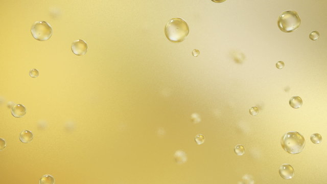 yellow bubble adhered to the glass of water