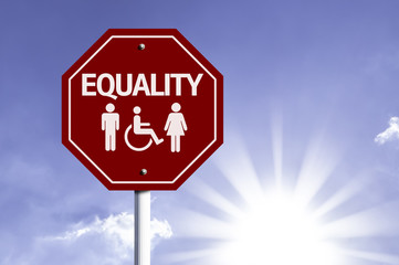 Equality red sign with sun background