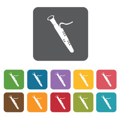 Saxophones icons set. Rectangle colourful 12 buttons. Vector ill