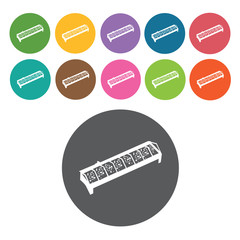 Chicken feeder vector icons set. Round colourful 12 buttons. Vec