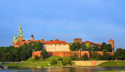 Fototapeta na wymiar Wawel Royal Castle and Vistula River in Krakow, Poland