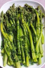green asparaguses with the fresh dill