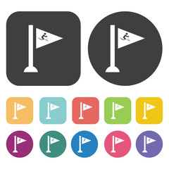 Snow flags icons set. Round and rectangle colourful 12 buttons.