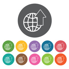 Uploading icons set. Round colourful 12 buttons. Vector illustra