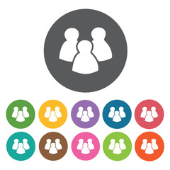 People on net icons set. Round colourful 12 buttons. Vector illu