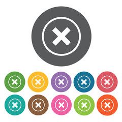 Fototapeta premium Close window button icons set. Round colourful 12 buttons. Vecto