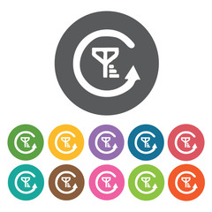 Network connecting icons set. Round colourful 12 buttons. Vector