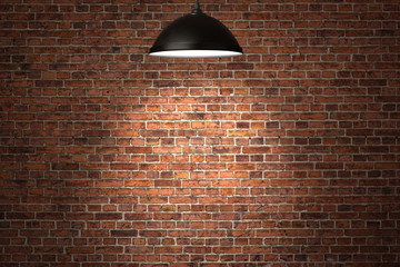 Grunge red brick wall background with copy space