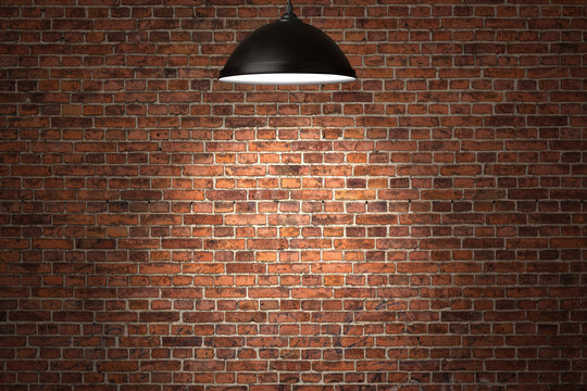 Fototapeta Grunge red brick wall background with copy space