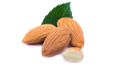 Almonds with kernels. Use it for a health concept.