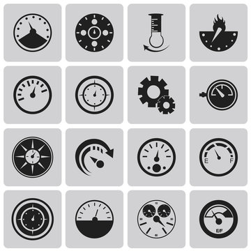 Vector Circular gauges black icons set2. Illustration eps10
